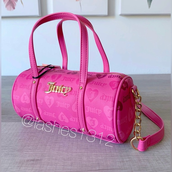 JUICY COUTURE Bag Mini Barrel Crossbody - Juicy Pink Hearts - Picture 3 of 7